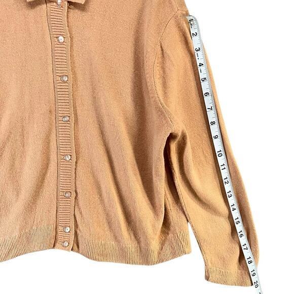 Vintage Cardigan Medium Tan Button Up Soft Knit Classic Preppy Cozy Union Made - Picture 8 of 14